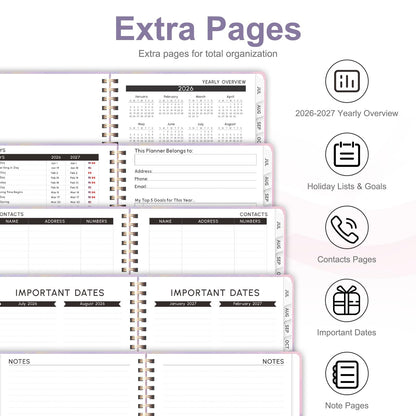 Planner 2026-2027, Weekly and Monthly Academic Planner, July 2026 - June 2027, Hardcover Calendar Agenda Book for School Year Planning, School Supplies for Teacher and Student, A5(6.3'' x 8.5'')