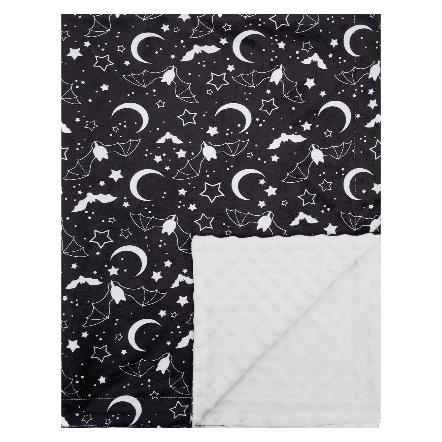 Baby Blanket for Boys Girls Super Soft Double Layer Minky with Dotted Backing Cute Cow Crib Receiving Blanket Bed Throws for Newborns Nursery Stroller Toddler 30 x 40 Inch (Halloween Bat)