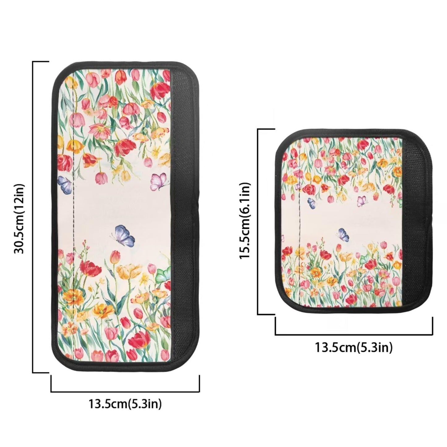 HUISEFOR Floral Refrigerator Door Handle Covers Set of 4 Anti-Skid Microwave Handle Covers Heat Protection Anti-Static Fridge Handle Covers Washable, Tulip Flower Butterfly
