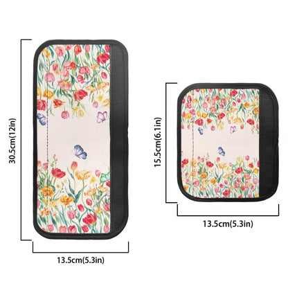 HUISEFOR Floral Refrigerator Door Handle Covers Set of 4 Anti-Skid Microwave Handle Covers Heat Protection Anti-Static Fridge Handle Covers Washable, Tulip Flower Butterfly