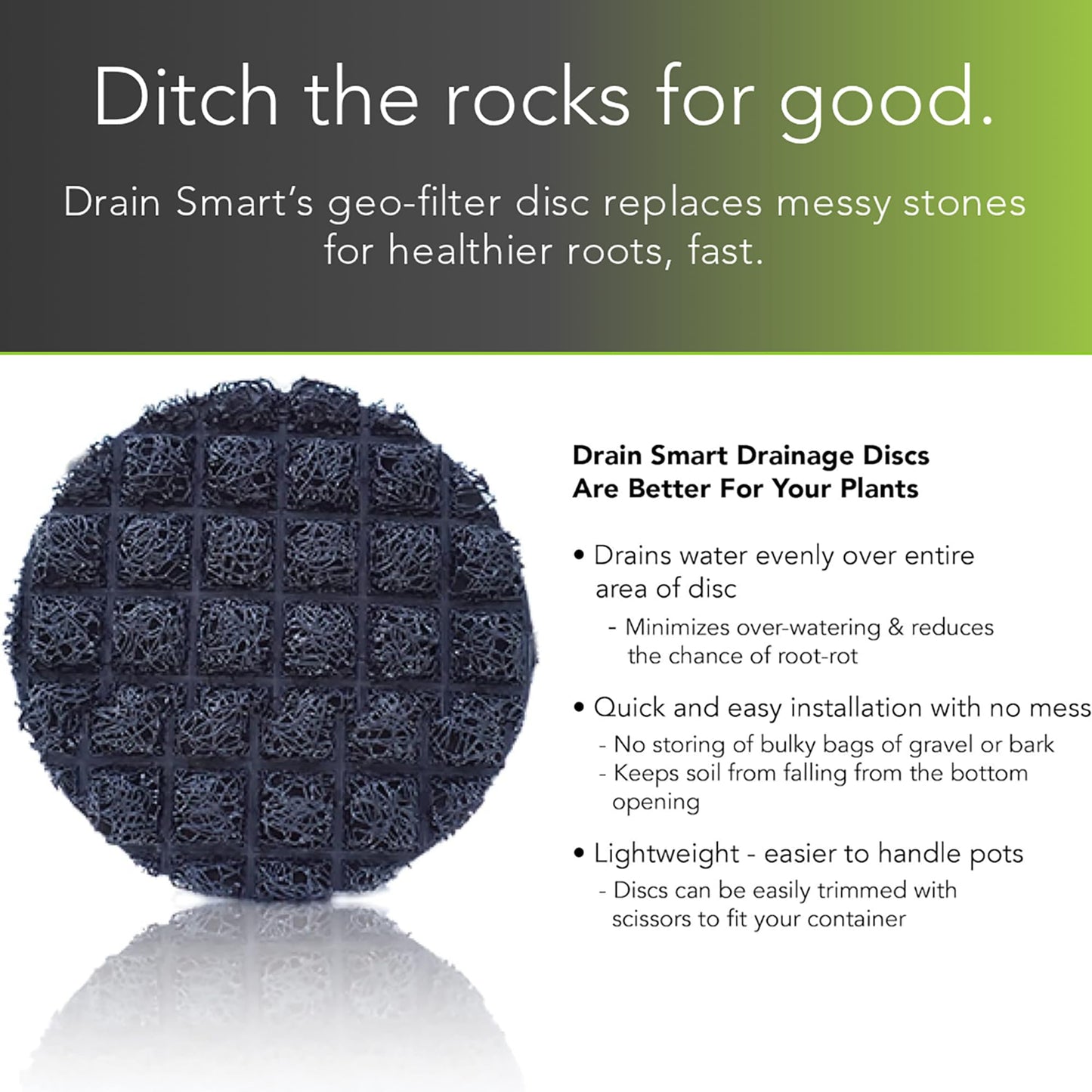 Drain Smart 3D Mesh Planter Pot Drainage Insert Disc – Made in USA – Keeps Soil in, Lets Water Drain Out – Cleaner, Lighter Alternative to Gravel for Indoor & Outdoor Planters (6" – 5 Pack)
