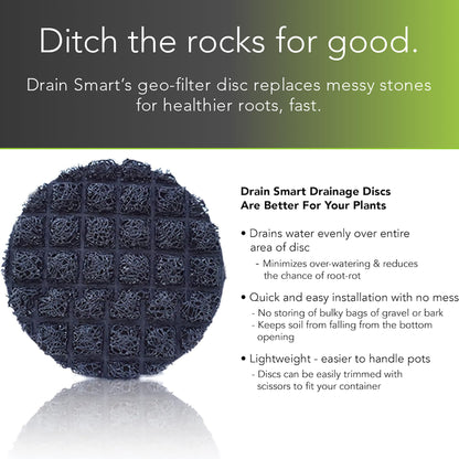 Drain Smart 3D Mesh Planter Pot Drainage Insert Disc – Made in USA – Keeps Soil in, Lets Water Drain Out – Cleaner, Lighter Alternative to Gravel for Indoor & Outdoor Planters (6" – 5 Pack)