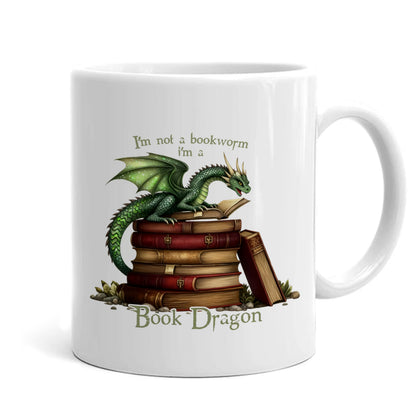 WDSFHYJK Funny Dragon Book Lover Coffee Mug,Gifts for Avid Readers Women,I Am Not A Bookworm, I Am A Book Dragon Coffee Cups Ceramic 11oz,Coffee Mug Gifts for Family Office College