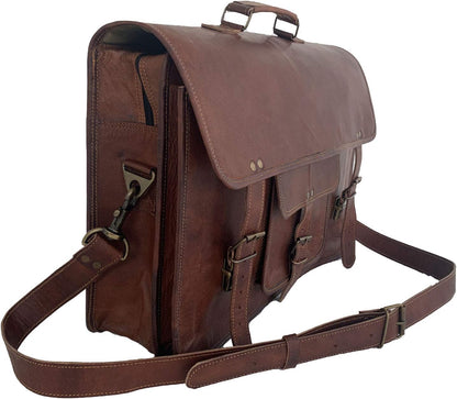 Leather briefcase for men 18 inch laptop messenger bag office satchel computer bag for men and women (16 INCH)