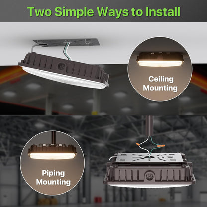Glitgate LED Canopy Lights 4Pack - 100W/80W/60W 3-Wattage Adjustable, 5000/4000K/3000K 3-CCT Selectable Commercial Outdoor Canopy Light, IP65 Waterproof Ceiling Light Fixture for Warehouse