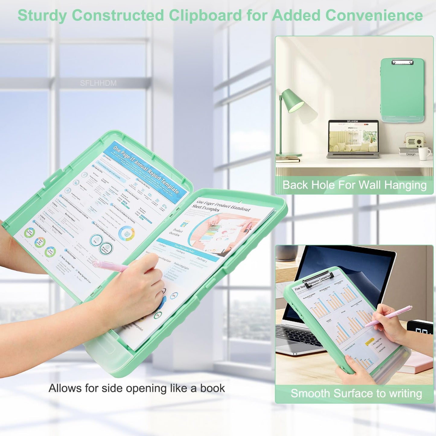 SFLHHDM Clip Boards 8.5x11 with Storage, Low Profile Clip Plastic Clipboards, Nursing Clipboard Folder with Pen Holder, Heavy Duty Clipboard with Storage, Nurse Binder Case for Classroom
