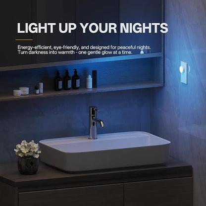 Mini Plug in Night Light, Dusk to Dawn Sensor, 4-Color, LED Toilet Night Lights, Dimmable Color Changing, for Kids Breastfeeding, Sleep Aid, Bedroom, Nursery, Hallway, 4Pack