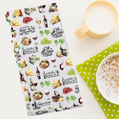 G2TUP Wine & Cheese Kitchen Towels Bartenders Bar Towels Wine & Cheese Lover Gifts Charcuterie Dish Towel (Worship The kt)