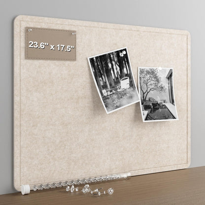 Baysola Beige Felt Bulletin Board for Wall 24 x 18 Inch Frameless