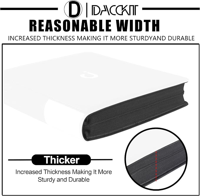 D DACCKIT Card Binder 16 Pocket - Fits 1024 Cards，4X4 Ringless Card Album with Sleeves for Trading Cards & Sports Cards（Model A，Classic White）