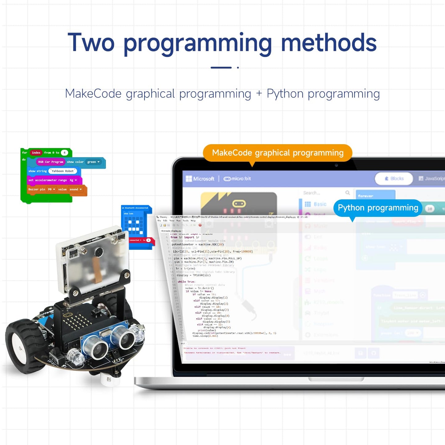 Yahboom Robot Car Adopts MakeCode Graphical Programming, MicroPython Programming