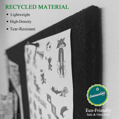Leallace Cork Board for Walls 36" x 24", Black Bulletin Boards, 6 Pack Felt Cork Tiles with Removable Adhesive & 30 Pushpins, Cork Boards for Office, Home, Classroom, Kids Room