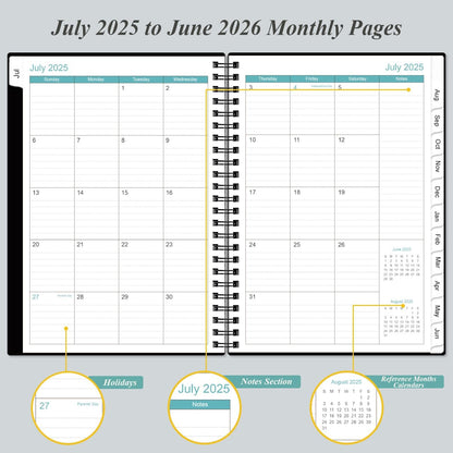 2025-2026 Appointment Book & Planner - Hourly Planner from July 2025 - June 2026, Weekly Appointment Book 2025-2026 with 30-Minute Interval, 6.4" x 8.5", Black