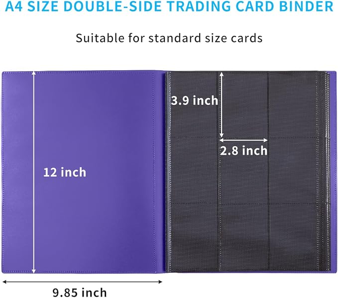 Card Binder, Upgraded 9 Pockets Trading Card Collection Binder for Cards, 360 Card Book Holder Album for Yugioh, MTG, TCG, Magic, Sports Cards - Purple