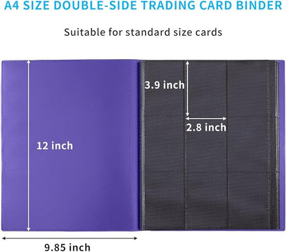 Card Binder, Upgraded 9 Pockets Trading Card Collection Binder for Cards, 360 Card Book Holder Album for Yugioh, MTG, TCG, Magic, Sports Cards - Purple