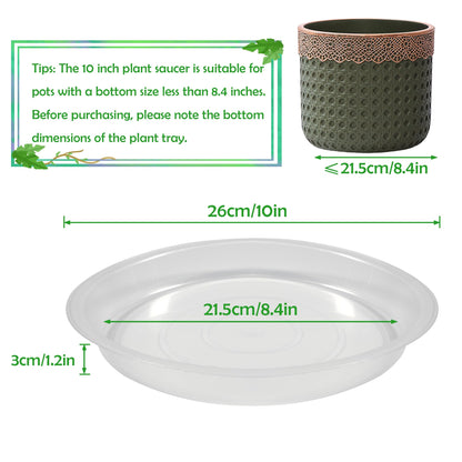 TNTIWQ 12 Pack 10 Inch Round Plant Saucers for Less 8 Inch Pot Indoors Outdoors Plant Trays for Pots Planter Saucer Plastic Drip Tray Planter Water Tray (Clear, 10"(12pcs))