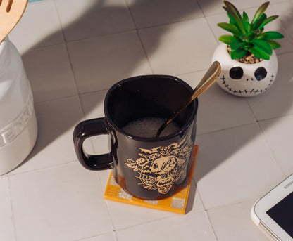 Disney The Nightmare Before Christmas Jack And Sally Wax-Resist Ceramic Pottery Mug | Large Coffee Cup For Tea, Espresso, Cocoa | Holds 25 Ounces