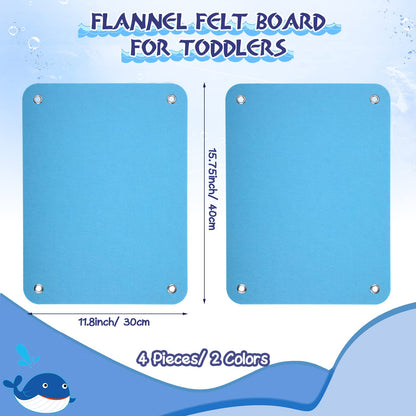 Yunsailing 4 Pieces Felt Board for Toddlers Classroom Flannel Board Stories for Preschool Homeschooling, Kids Felt Story Activity Wall Hanging Children Birthday Gifts, 11.8 x 15.75 Inch (Blue)