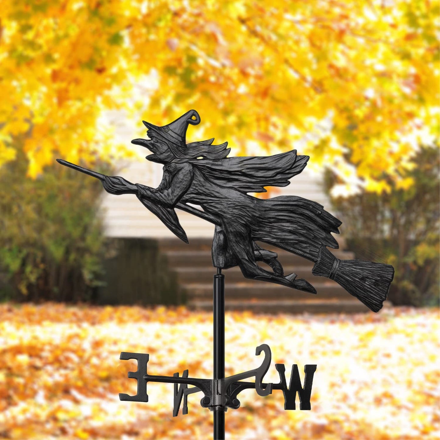 Whitehall Products Flying Witch Garden Weathervane, Black