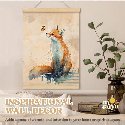 MOFUYU Fox Wall Art Decor,Fox Gifts,Fox Gifts for Girl Women, Animal Framed Wall Art for Bedroom Living Room Kids Nursery, 12x16 Posters Framed with Wood Hanger
