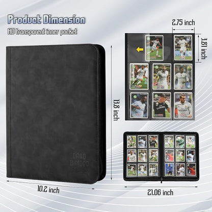 Trading Card Binder, Premium 9 Pocket Double Sided 540 Pocket PU Card Collection Binder, Collectible Trading Card Albums for MTG, TCG, Sport Card, Game Cards (Black)