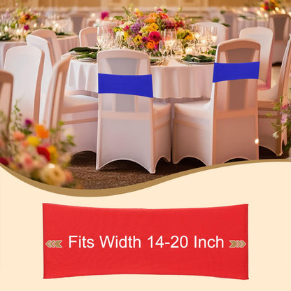 PATIKIL Premium Spandex Chair Sashes Bows, 50 Pcs Elastic Stretch Chair Cover Band Ties with Slider Buckle for Birthday Party Banquet Wedding Decoration, Bright Red