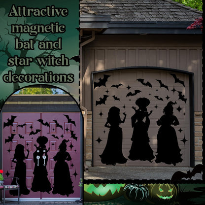 29 Pcs Halloween Witch Magnet Stickers Witch Garage Decoration Bat Refrigerator Decals for Halloween Party Home Door Car Decor Party Supplies