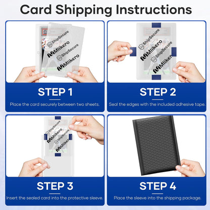 120 Pack Trading Card Shipping Protectors, 4'' x 6'' Plastic Card Protector with Protective Sleeves and Tape Rolls Fit for PSA Graded Cards