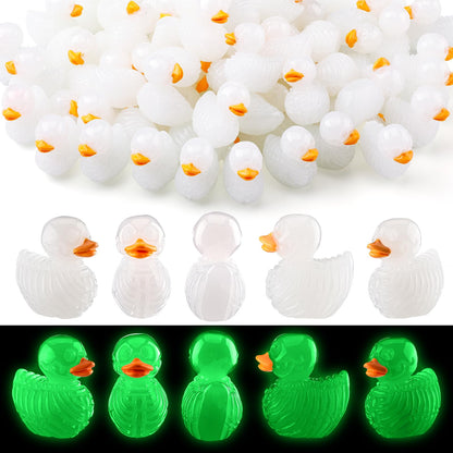 Quzzil 80 Pcs Summer Halloween Mini Cruise Duck Luminous Resin Spooky Tiny Skeleton Duck Figurines Glow in The Dark Decor for Party Favor Prank Game Dollhouse Aquarium Potted Miniature Landscape DIY