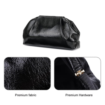 MXCMXC Elegant Evening Purse Cloud Pouch Bag for Women, Metallic Leather Ruched Clutch Dumpling Handbag for Wedding Party (Silver)