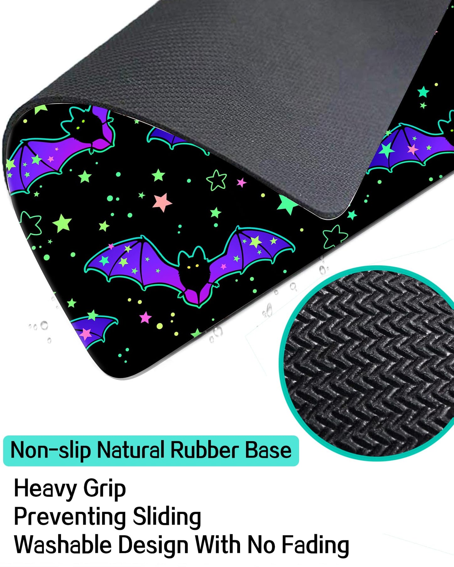 ALTEKO Large Gaming Mouse Pad, Computer Mouse Mat, Funny Desk Pad Protector Decoration, Big Cute Desk Pad, Non-Slip Base 31.5 x 11.8 in Cute Bats Stars