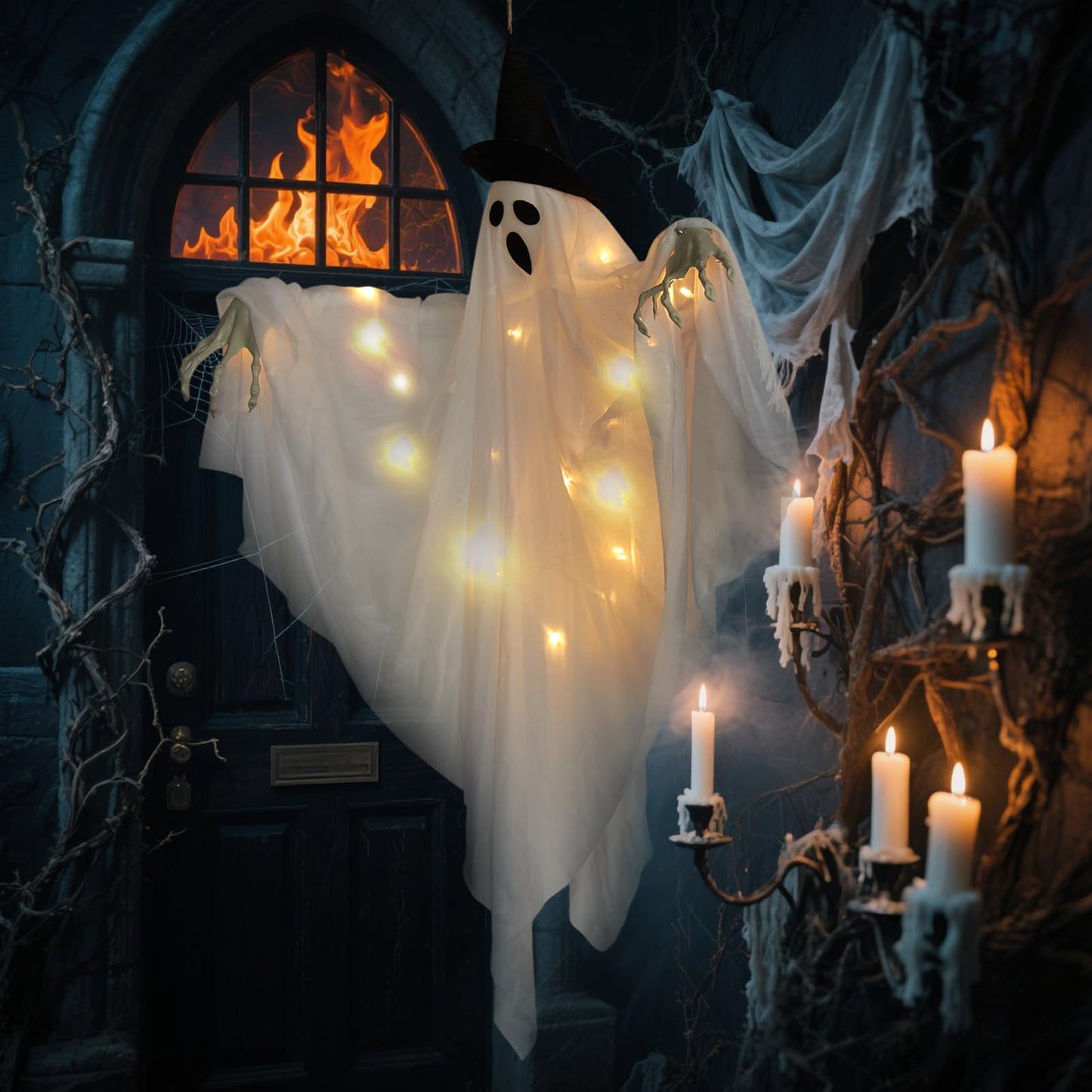 Easy Joy Ghost Decor Halloween Decorations Large Hanging Swing Ghost Halloween Decor for Outdoor Indoor