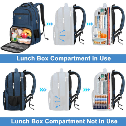 MATEIN Backpack Lunch Box, Water Resistant Mens Lunch Backpack for Work with 18 Inch Laptop Compartment, TSA Flight Approved Travel Bookbag with Luggage Strap, Extra Large Insulated Cooler Bag