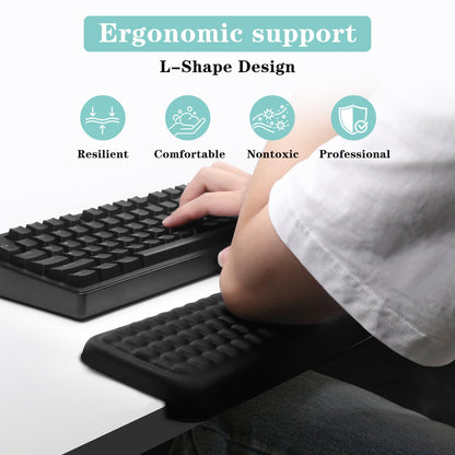 L-Shaped Desk Elbow Pad for Desk, 2-Piece Memory Foam Elbow Pads with Non-Slip, Ergonomic Desk Edge Cushion, Wrist Support Arm Rest for Office and Gaming (11.8 * 3.9 inch)