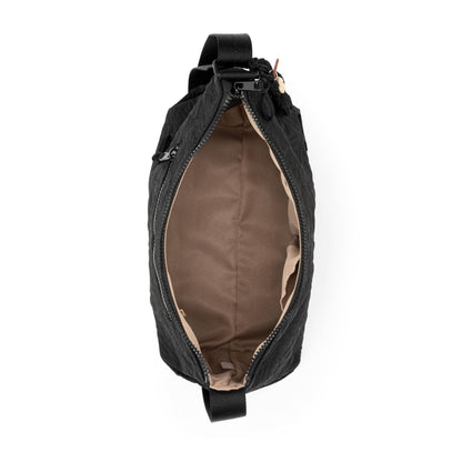 Sakroots Banyan Hobo – Shoulder bag with Zipper Closure, Back Zipper Pocket, detachable key dangle. Lightweight Travel, Work, or Everyday Hobo for Women - Black Flower Blossom Quilt