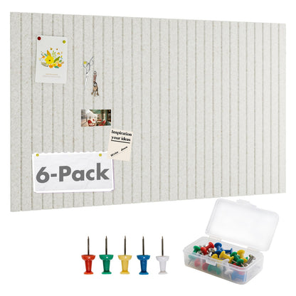 Cork Board Tiles for Wall with Push Pins, Removable 36" x 24" Slat Bulletin Board Sets, Adhesive Pin Board | Magrowill 6 Packs Felt Panels for Interior Wall Decor