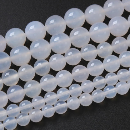 32PCS 12MM Natural White Opal Beads Round Loose Stone Beads for Jewelry Making DIY Energy Stone Healing Power Bracelet 15"