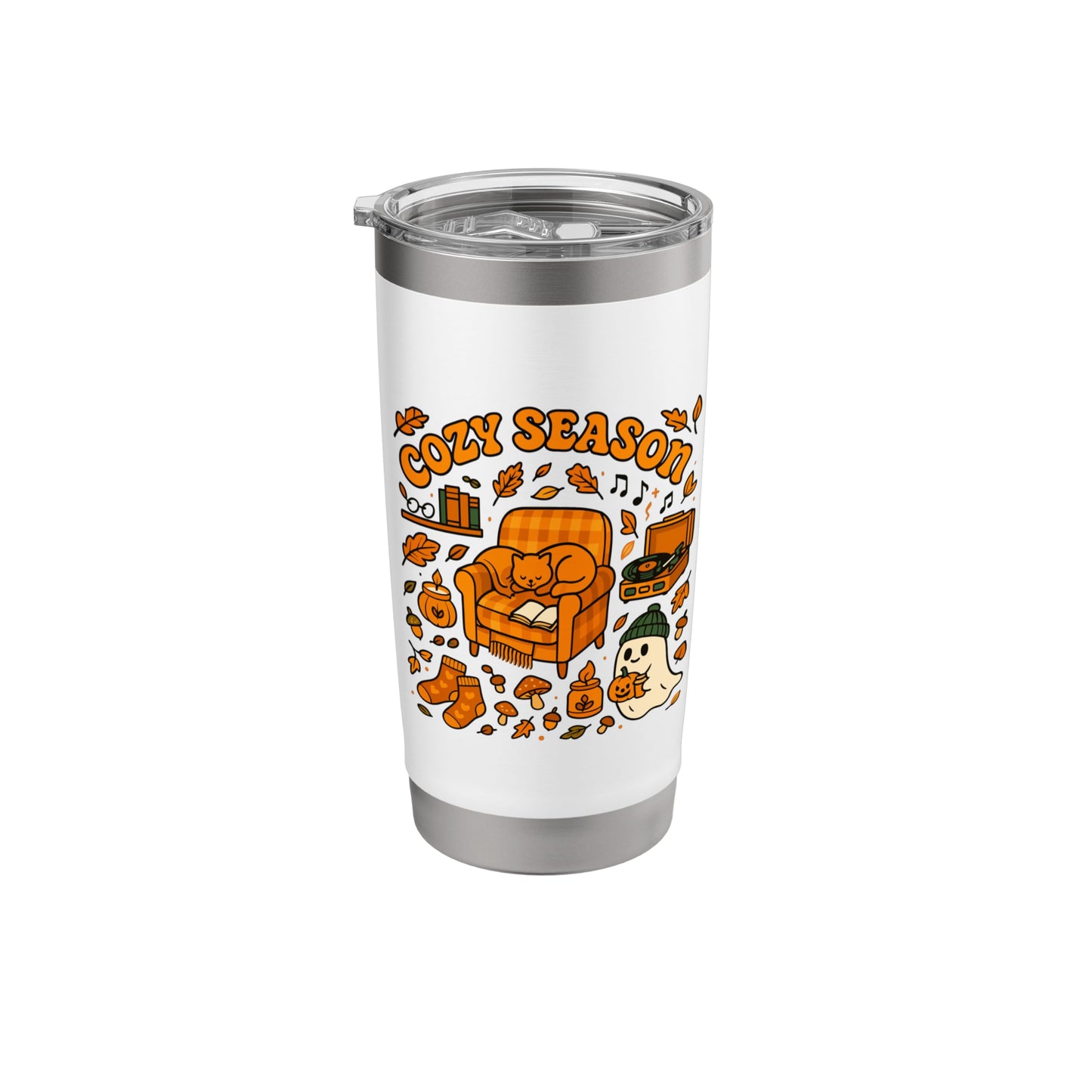 Halloween Cat Fall Cozy Season Stainless Steel Insulated Tumbler