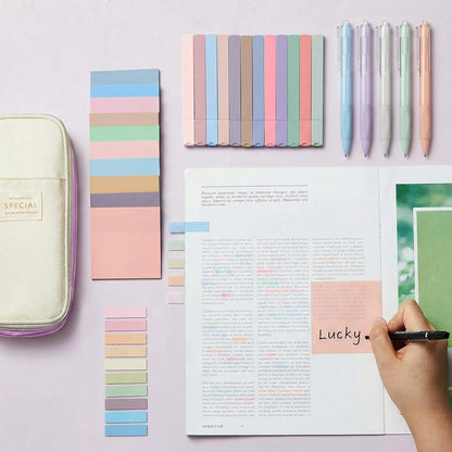 Jutom 39 Pcs Aesthetic Book Annotation Kit Highlighter with Case Bag Gel Pen Transparent Sticky Note Taking Bible Supplies(Purple,Cute Style)