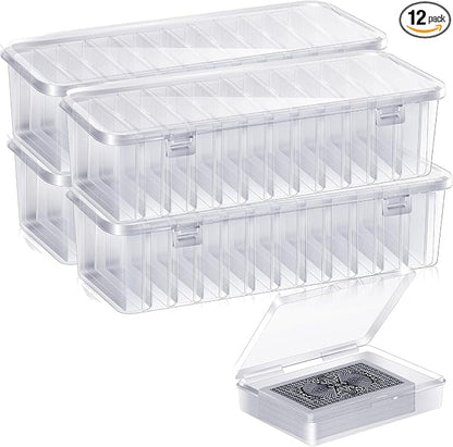 48 Pcs Playing Card Box, Clear Trading Card Storage Organizer 3.86 x 2.91 x 0.94 Inch Plastic Card Deck Case Snap Closed Holder Storage Organizer for Gaming Cards, Business Card Storage (48)