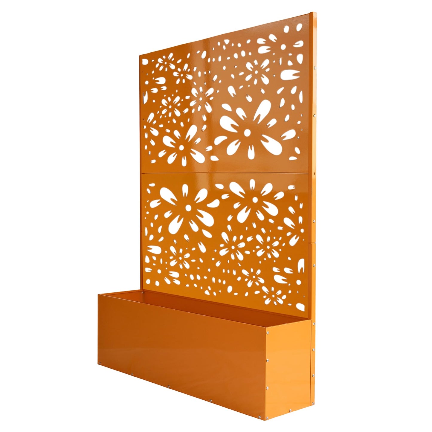 Oakland Living 6 ft. X 4 ft. Orange Freestanding Metal Privacy Screen Room Divider with Flower Box