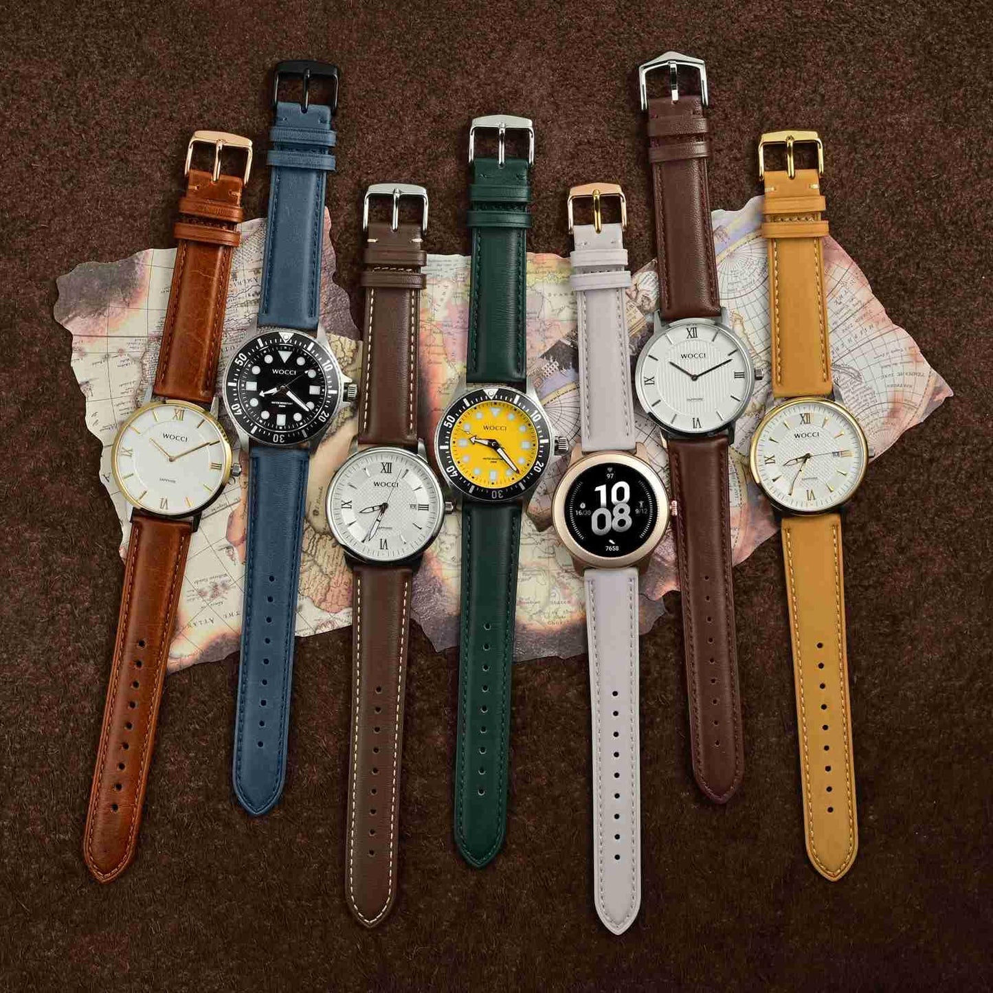 WOCCI 18mm Vintage Leather Watch Band for Men and Women, Silver Buckle (Dark Brown)