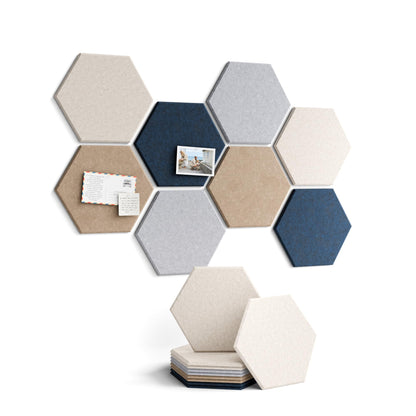 Fluxynara Hexagon Cork Board Alternative for Walls Decor-8-Pack Felt Bulletin Board Tiles,with 30 Pushpins,50 Adhesive Tabs for Office,Classrooms & Home Pin Board Felt Board-Nordic Slate