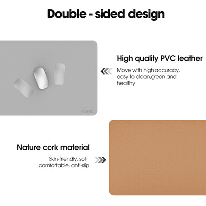 Fenge Desk Pad Mat, Water Resistant Mouse Pad, Double-Sided Mouse Mat with Anti-Slip Cork Base, Faux Leather Desk Blotter for Home Office, Laptop, Mouse, 23.6 x 13.8 Inches, Light Grey