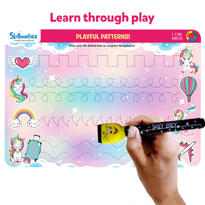 Skillmatics I Can Write Unicorns - Reusable Preschool Learning Activities, Educational Toy and Game, Back to School Supplies, Gifts for Students, Kids, Toddlers Ages 3, 4, 5, 6