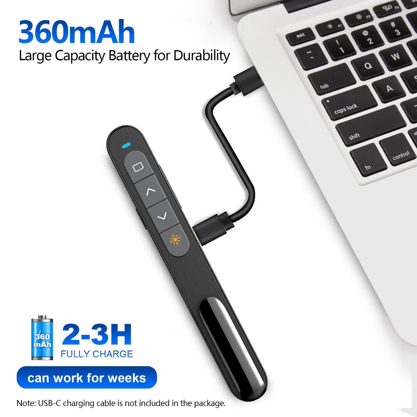 Norwii N76 Rechargeable Presentation clicker, Long Range Presentation Remote, Wireless Presenter, Pointer for PowerPoint Presentations, Slide Control - Green Light