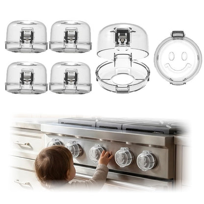 5 Pack Stove Knob Safety Covers – Child Proof Gas Stove Knob Covers, Universal Oven Lock Safety for Baby, Heat-Resistant Plastic Stove Knob Guards for Kitchen Safety (Clear)