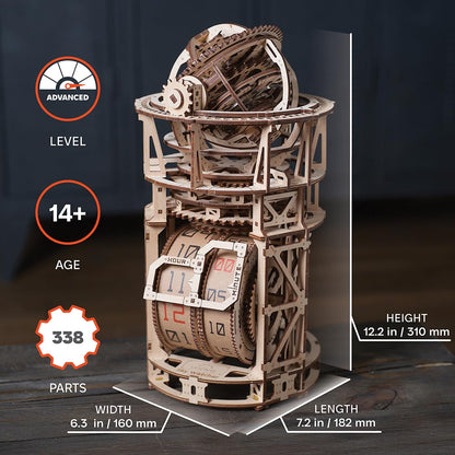 UGEARS Astronomer Table Clock with Tourbillon - 3D Wooden Puzzles for Adults Model Kit - Mechanical Clock Kit Functional DIY Wood Model Kits for Adults, 3D Puzzle for Puzzle Lovers