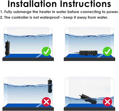 25W Aquarium Heater, Adjustable Small Fish Tank Heater, with Digital Display, Overheat Protection & Dry Run Protection, for 1-5 Gallon Water