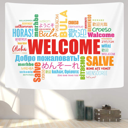 GOAOK Welcome Word in Different Languages Tapestry, Colourful Languages Multilingual Classroom Decor Aesthetic Tapestry Wall Hanging for Student Kids Decor Living Room Bedroom Dorm Playroom 60X40 In